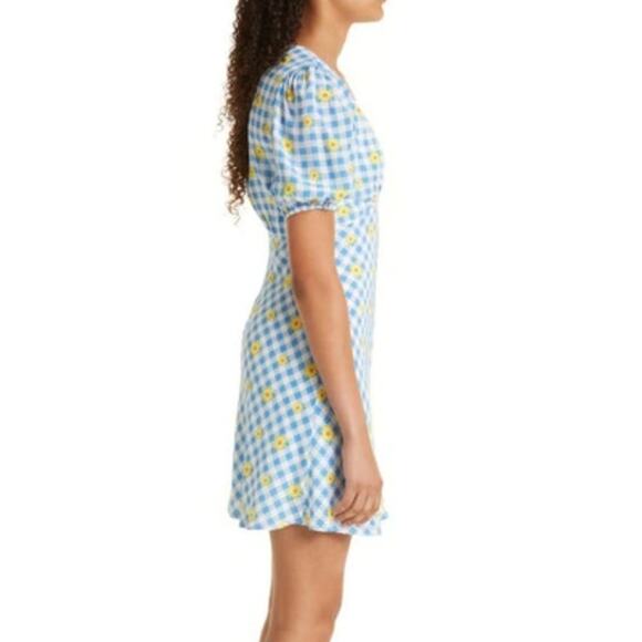 STAUD Milla Mini Dress in Gingham Daisy Plaid - Picture 5 of 5